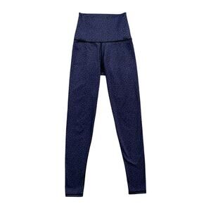 Barre3 Leggings Women XS Extra Small Blue Cheetah High Rise Wide Waistband Yoga